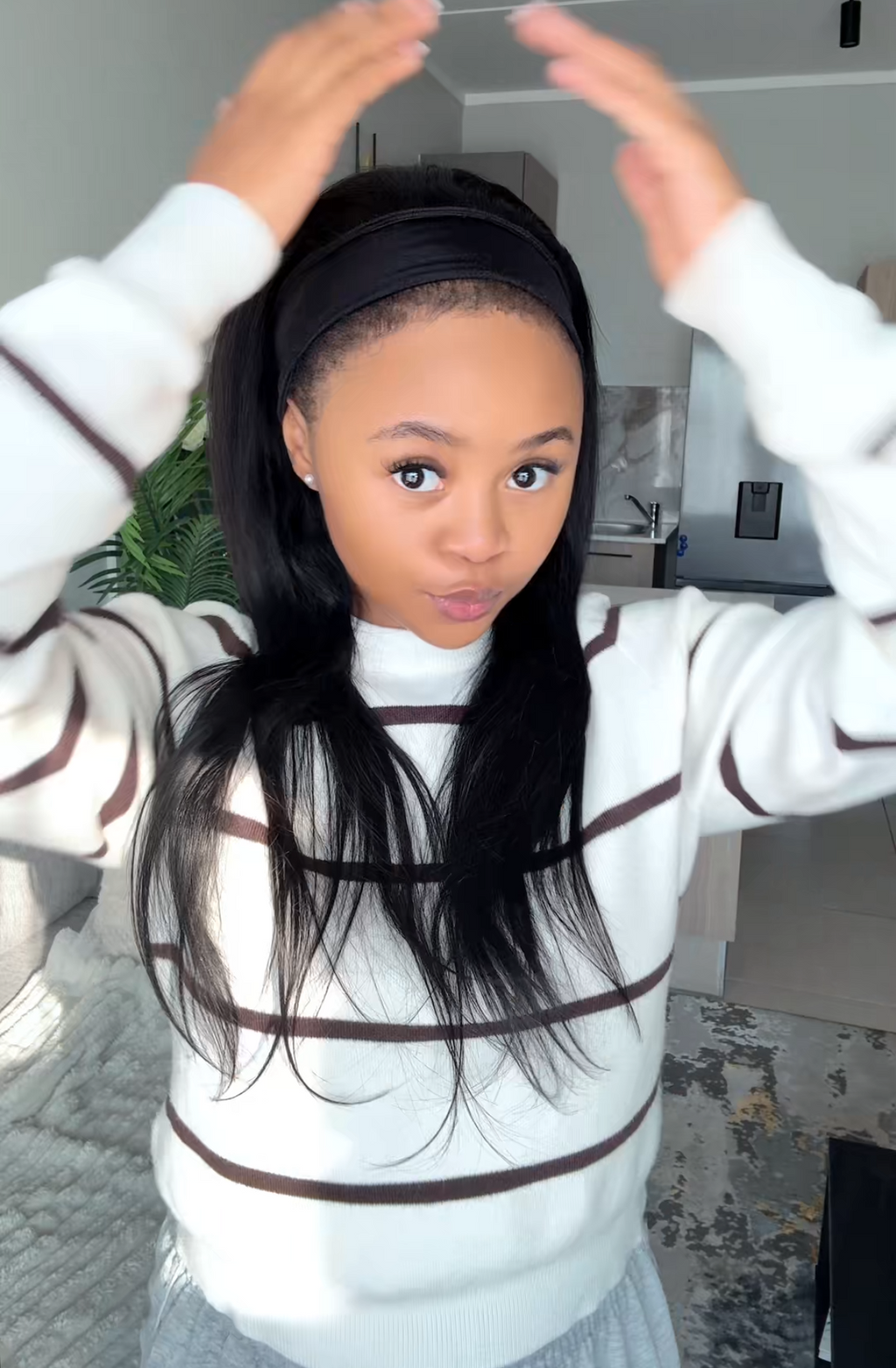 Straight headband wig